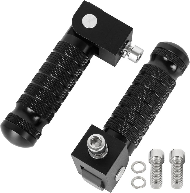 MOCODUO Motorcycle M8 Universal Foot Pegs CNC Foldable & Anti-Skid 90 Degree Motorbike Pegs Fits for Super 73, Motorcycle, Bicycle, Mini Bike, Electric Motor, ATVs, UTVs, Go Karts, Quads, Scooters Black - Image 1